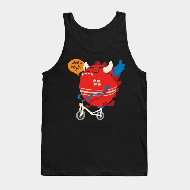 Monster Riding Bike Tank Top by mertkaratay